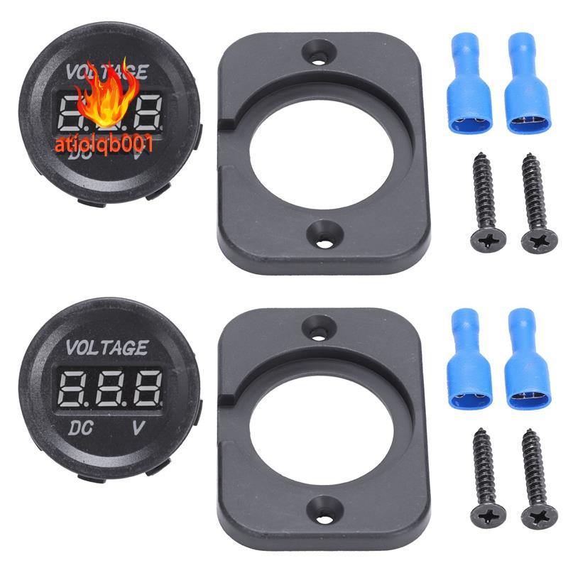 Bộ 2 Vôn Kế Điện Tử 12V-24V Màu Đen Có Màn Hình LED Chống Thấm Nước Dành Cho Xe Hơi Xe Máy