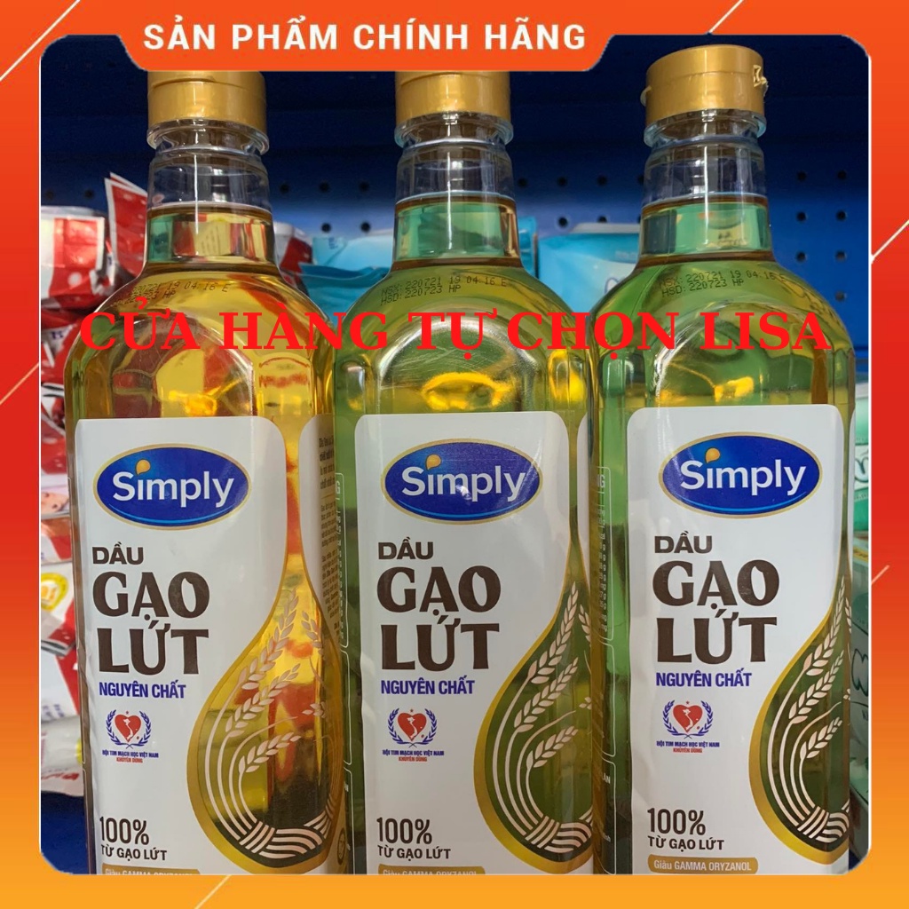 Dầu ăn Simply gạo lứt nguyên chất 1L