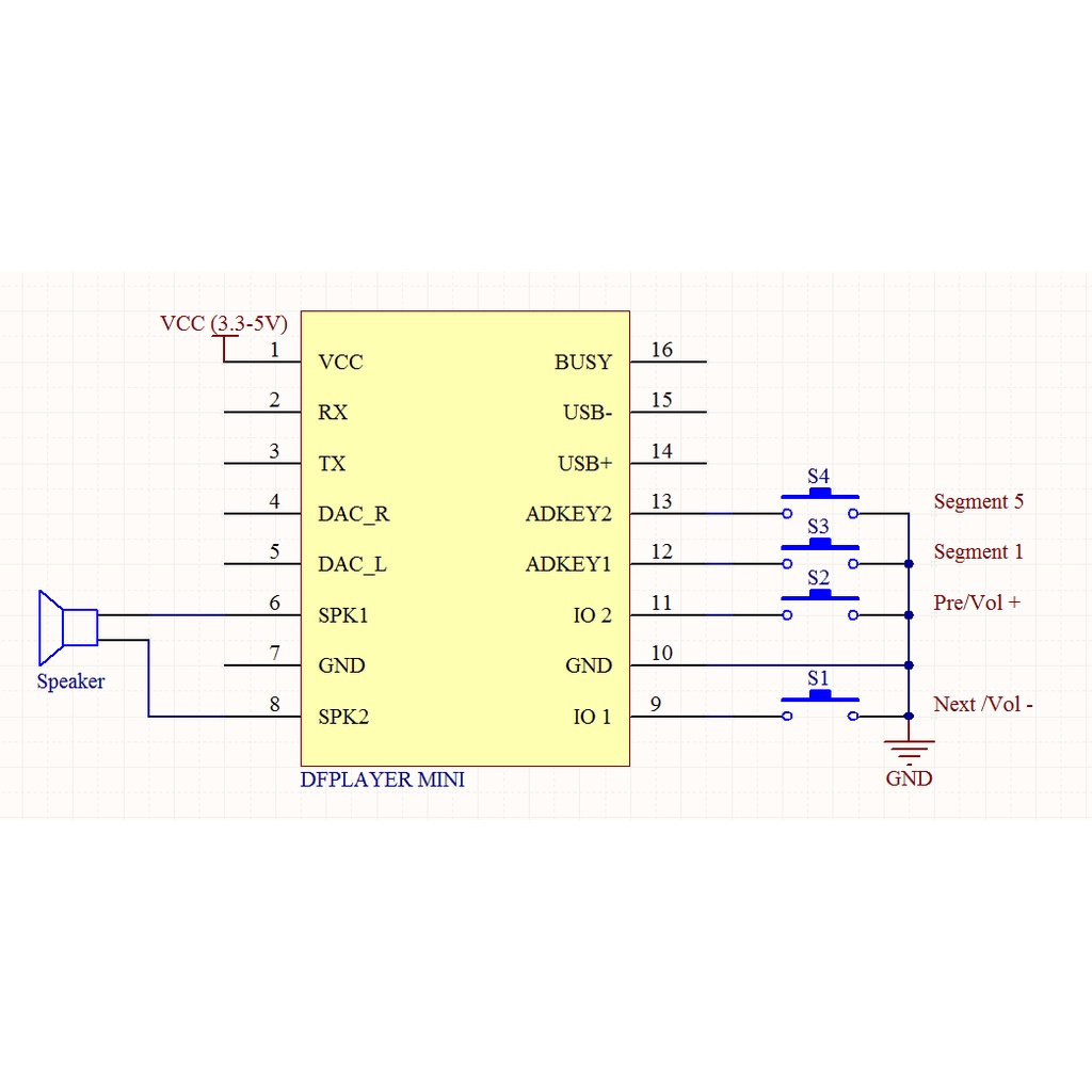 Mạch Phát Âm Thanh MP3 Kết Hợp Amply DFPlayer Mini