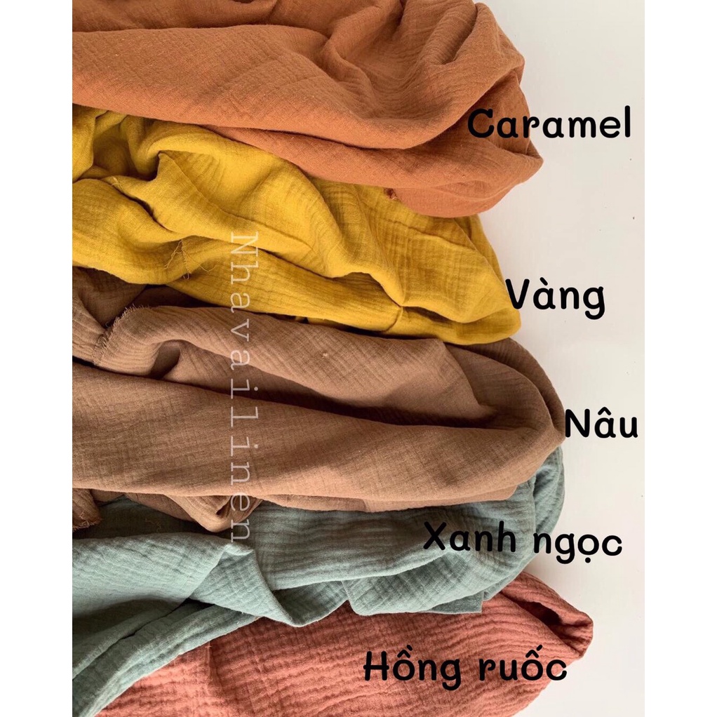 Vải Xô Muslin Nhà Vải Linen Màu Trơn Đa Năng Dễ Ứng Dụng Làm Quần Áo Đồ Trang Trí Phong Cách Vintage