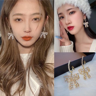 Khuyên tai nữ FREE SHIP bông tai nơ đính đá sang chảnh
