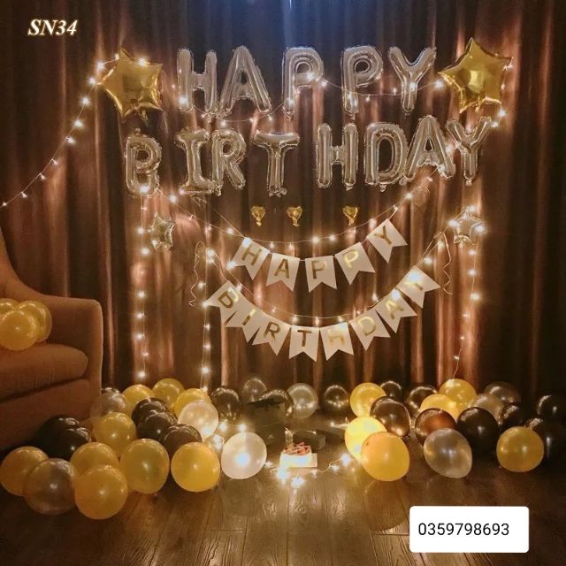 Set❤️bóng trang trí sinh nhật❤️Happy Birthday kèm đèn Led