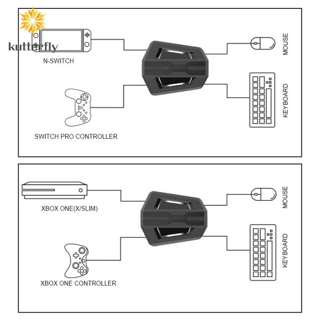 Switch Lite/PS4/XBox One/PS3/XBox 360 and Mouse Converter Keyboard Adapter for