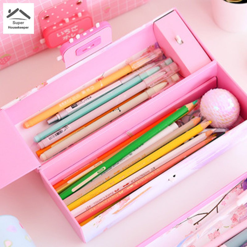 Hộp Bút 3 Ngăn Đa Năng Có Khóa Mật Khẩu Tiện Dụng