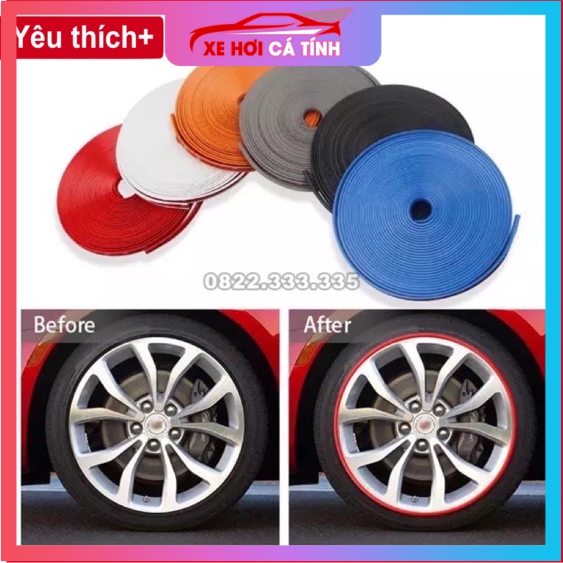 Freeship đồ chơI | chỉ viền bánh xe, nẹp chống xước lazang xe hơi,cao su dán viền trang trí bánh ô tô cuộn 8m chất lượng