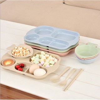 Bộ Khay ăn dặm 6 món lúa mạch cho bé (mẫu bát cá)