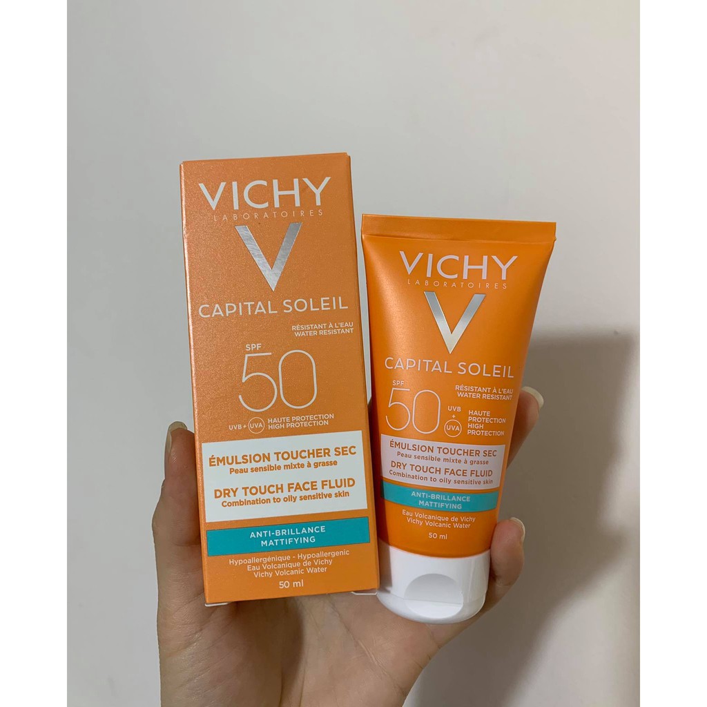 Kem Chống Nắng Vichy Capital Soleil SPF 50+ 50ml Mẫu Mới 2021 - Giảm Bóng Nhờn Có Màu Trang Điểm