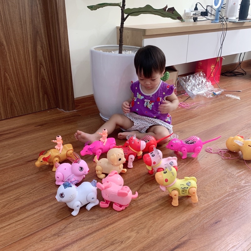 Đồ chơi các con vật biết đi có đèn có nhạc, có que cầm làm lồng đèn