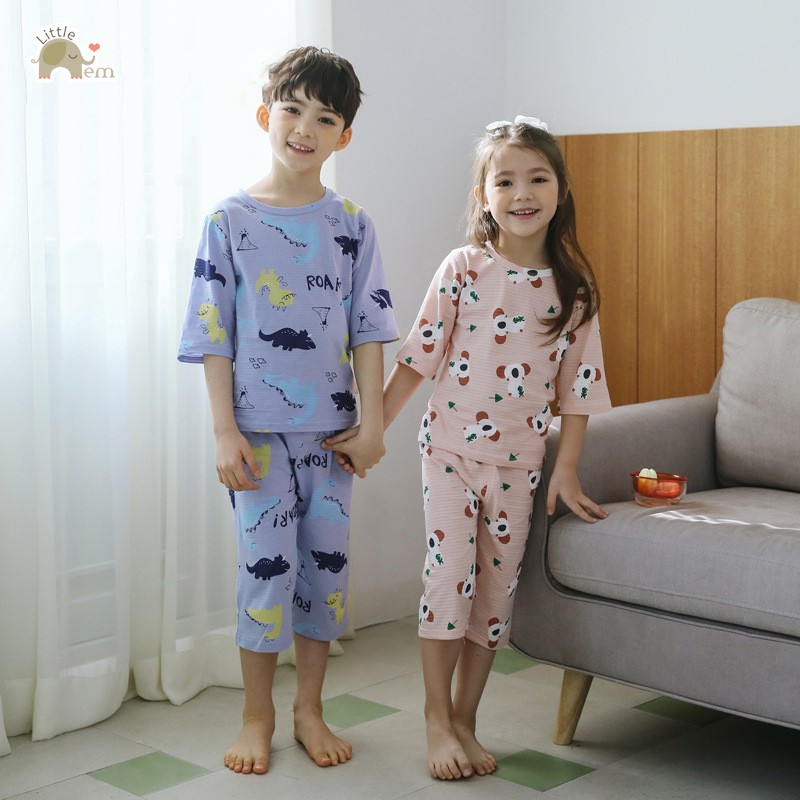 Bộ đồ bé trai Cotton tre lửng _ Pink Koala