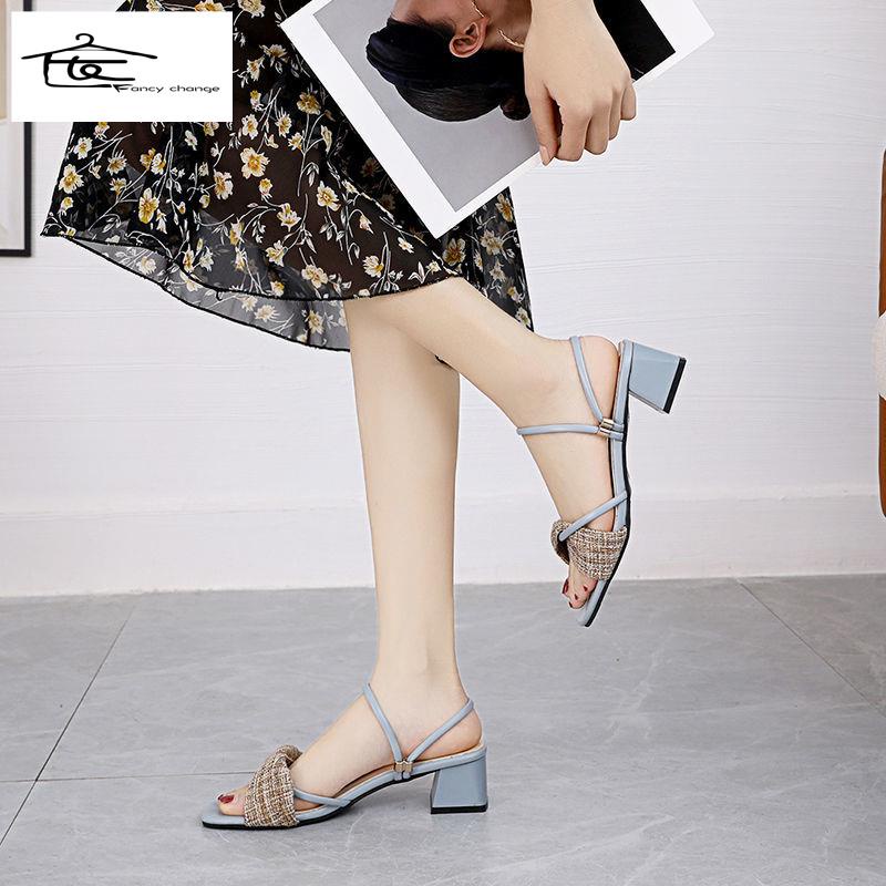 Dép Sandal Cao Gót Đế Dày Hai Cách Đeo Phong Cách Thời Trang Mới Mùa Hè Dành Cho Nữ