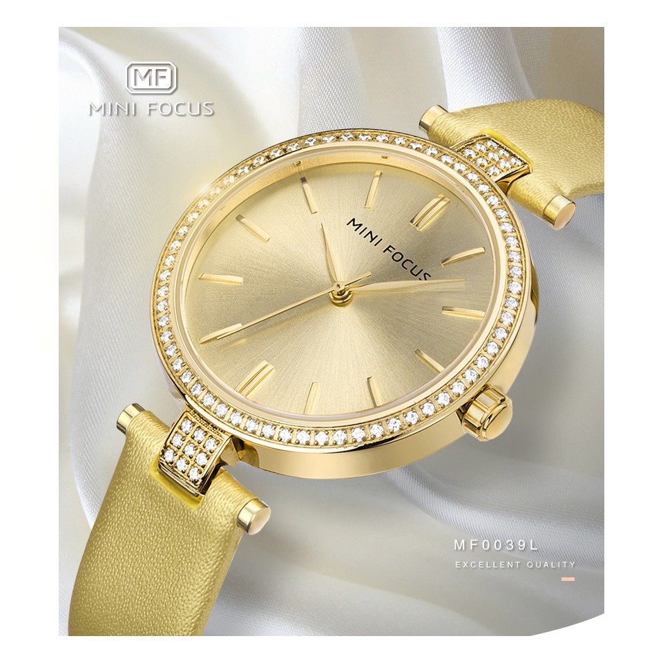 ĐỒNG HỒ NỮ MINI FOCUS 0039 DÂY DA CAO CẤP, MẶT TRÒN ĐÍNH ĐÁ Bán lẻ giá sỉ