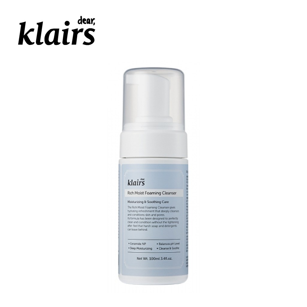 [Mã FMCGMALL -8% đơn 250K] Sữa rửa mặt Dear Klairs Rich Moist Foaming Cleanser 100ml