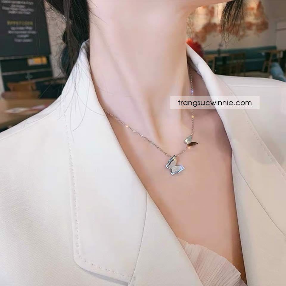 Dây chuyền nữ titan bướm matte B