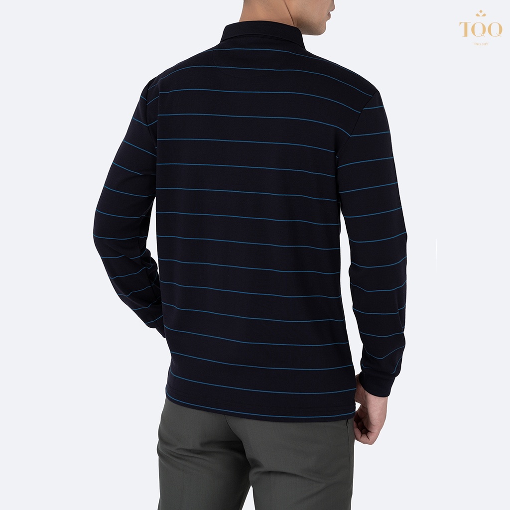 Áo polo nam dài tay cổ bẻ TQQ NPL05 họa tiết kẻ ngang lịch lãm sang trọng
