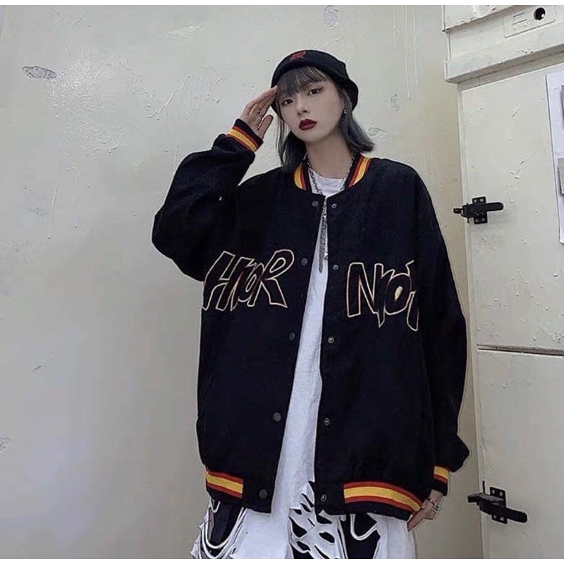 Áo bomber, varsity jacket len tăm đen, xám freesize unisex
