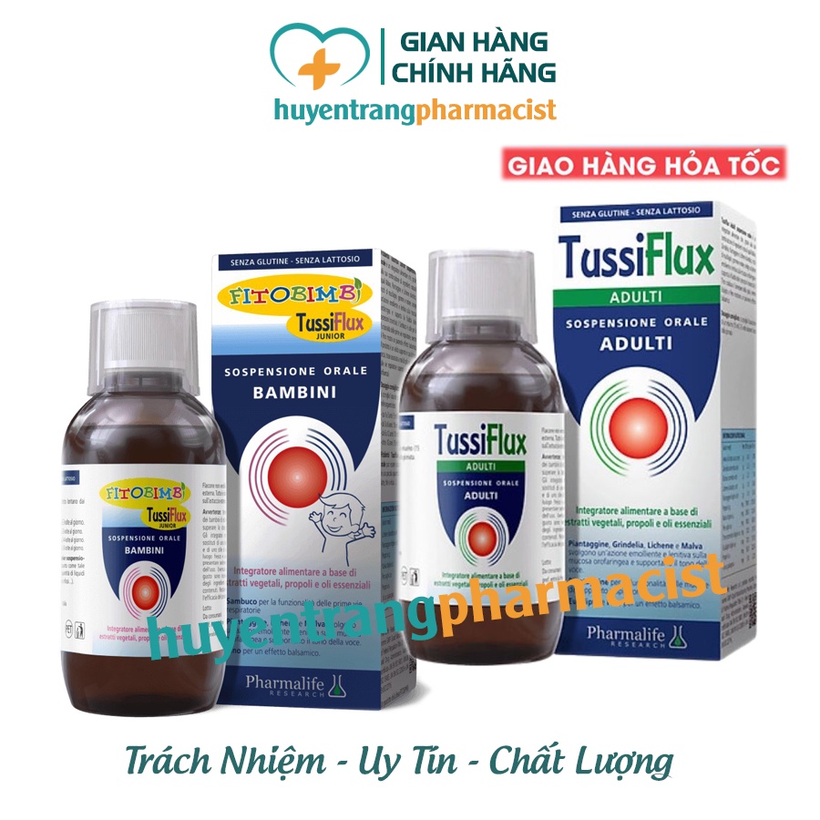✔️️️(Chính Hãng) Fitobimbi Tussiflux Junior - Tussiflux Adulti, giúp giảm ho, ho có đờm, làm dịu họng, mát họng (200ml)