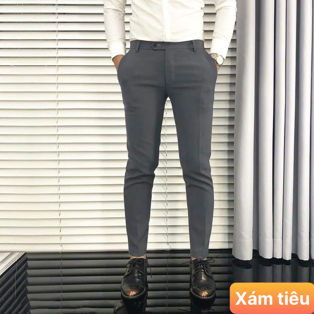 Quần tây âu nam màu đen đậm kiểu dáng hàn quốc chất kiệu kate co dãn nhẹ công sở học sinh phom chuẩn Lavado3 mẫu mới
