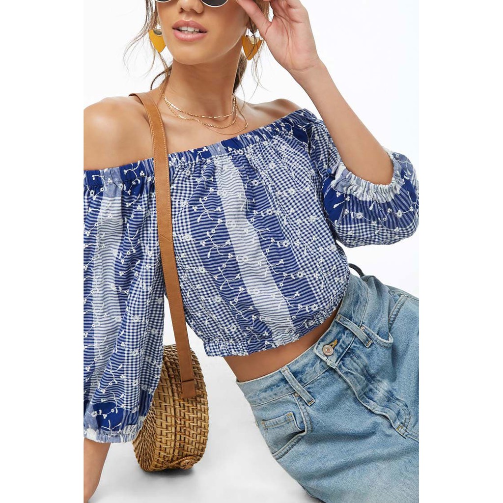 F21 AUTH ÁO CROP TOP TRỄ VAI