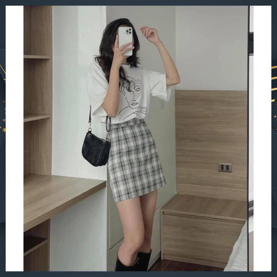 [Free Ship] Set Đồ Nữ, Set Áo Thun Trắng Mix Chân Váy Kẻ Caro Siêu Xinh Hàng Loại 1 | BigBuy360 - bigbuy360.vn