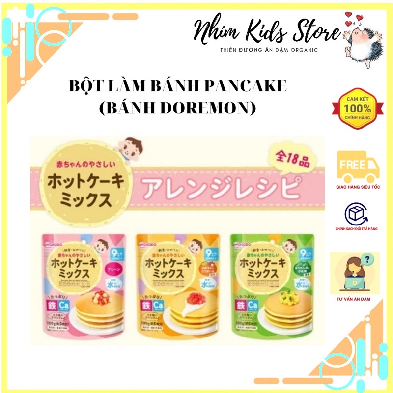 Bột làm bánh pancake (bánh rán Doremon) Wakodo 100g cho bé từ 9 tháng