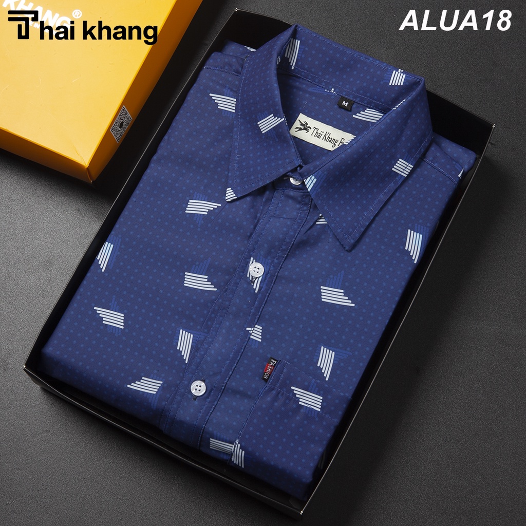 Áo sơ mi nam trung niên cao cấp THÁI KHANG vải lụa mango mềm mịn co giãn form rộng classic ALUA18