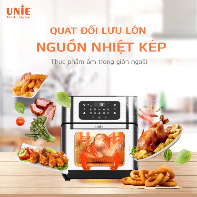 [Chính Hãng] Nồi chiên không dầu 10 lít cao cấp UNIE UE-1000, lỗi 1 đổi 1, bảo hành 12 tháng toàn quốc