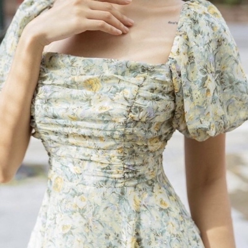 ĐẦM HOA THIẾT KẾ DÁNG XOÈ CỔ VUÔNG BIGSIZE 55-90kg ( Bèo Béo Bigsize)