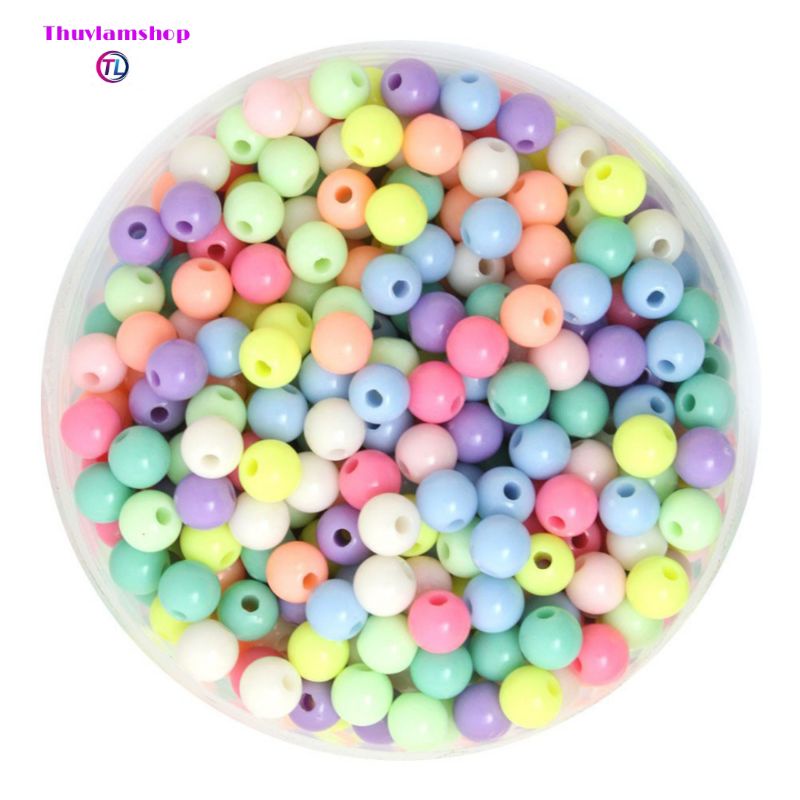Set 100 hạt nhựa tròn 6li nhiều màu làm trang sức xỏ DIY hanmade bền đẹp