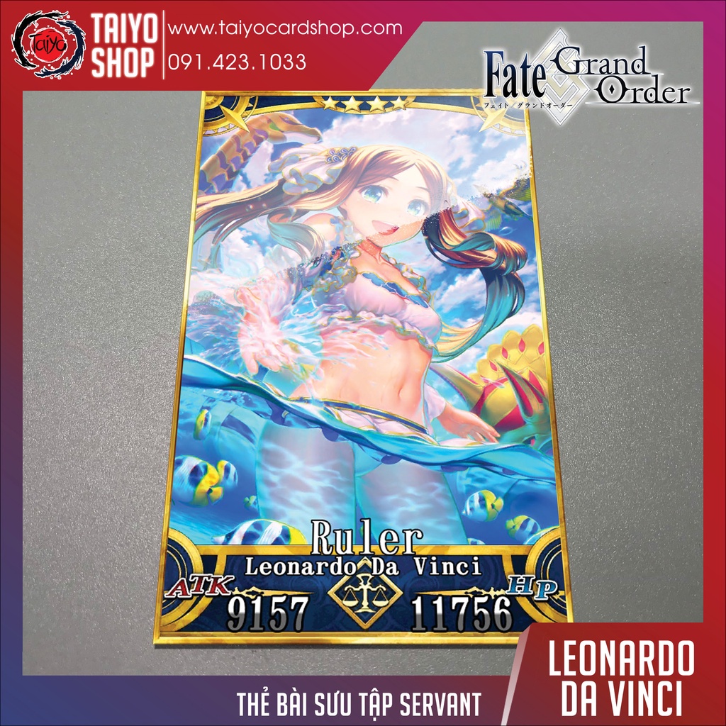 Thẻ bài custom card bánh xốp anime Fate/Grand Order FGO để sưu tầm tự chọn Leonardo Da Vinci