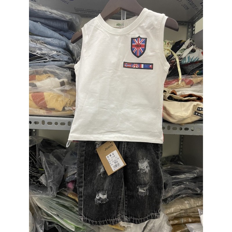 Set áo 3 lỗ cờ Mỹ quần jean siêu ngầu bé trai 💯% chất liệu COTTON - Hàng Quảng Châu CC - Theo dõi Shop để nhận Voucher