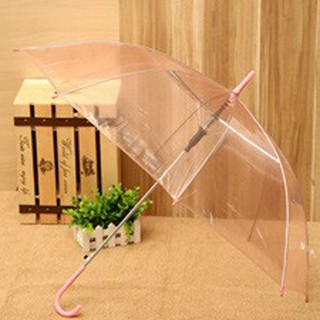Dù trong suốt đi mưa cây lớn 75CM x 90CM Nhật Bản MÀU HỒNG ô đi mưa ô chụp hình phong cách thời trang hàn quốc Asam