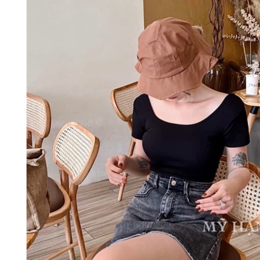 Áo thun croptop nữ cổ vuông Bare ôm body tay ngắn , áo thun nữ cổ vuông tay ngắn dáng ôm - AO0149