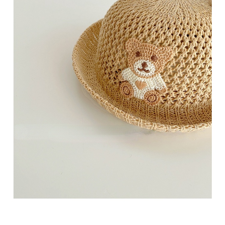 Mũ Cói Vành Rộng Hình Gấu Chống Nắng Thời Trang Đi Biển Mùa Hè Cho Bé