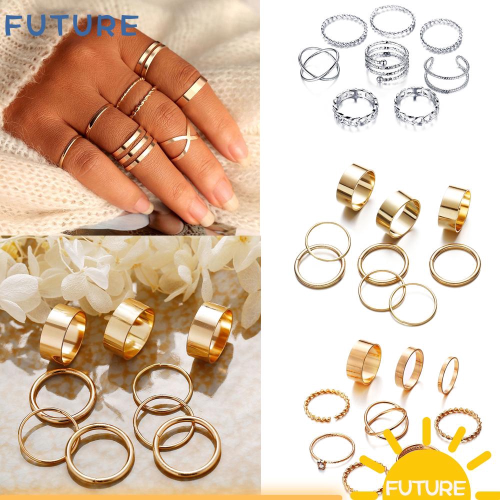 Trang Sức Cưới Mở Chéo Hình Học Tương Lai|Bộ Nhẫn Rỗng