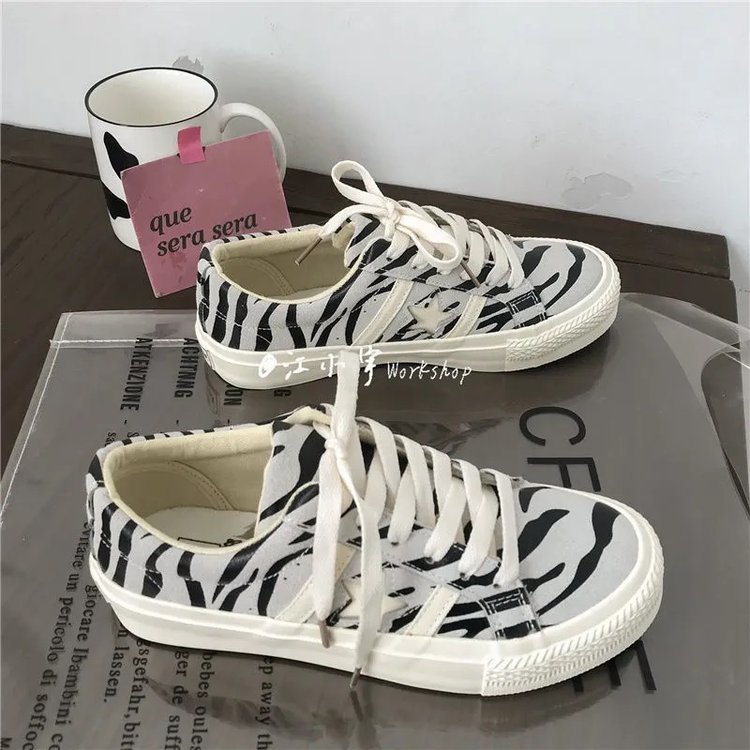 Giày Vải Canvas Đế Bằng Cột Dây In Hình Ngôi Sao Thời Trang Mùa Xuân Dành Cho Nữ | BigBuy360 - bigbuy360.vn