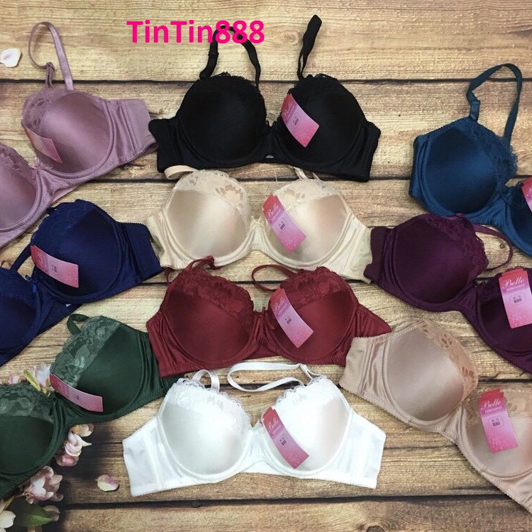 Áo ngực nữ mút mỏng trơn không gọng phối ren Belle cài trước êm mềm, bra mút mỏng