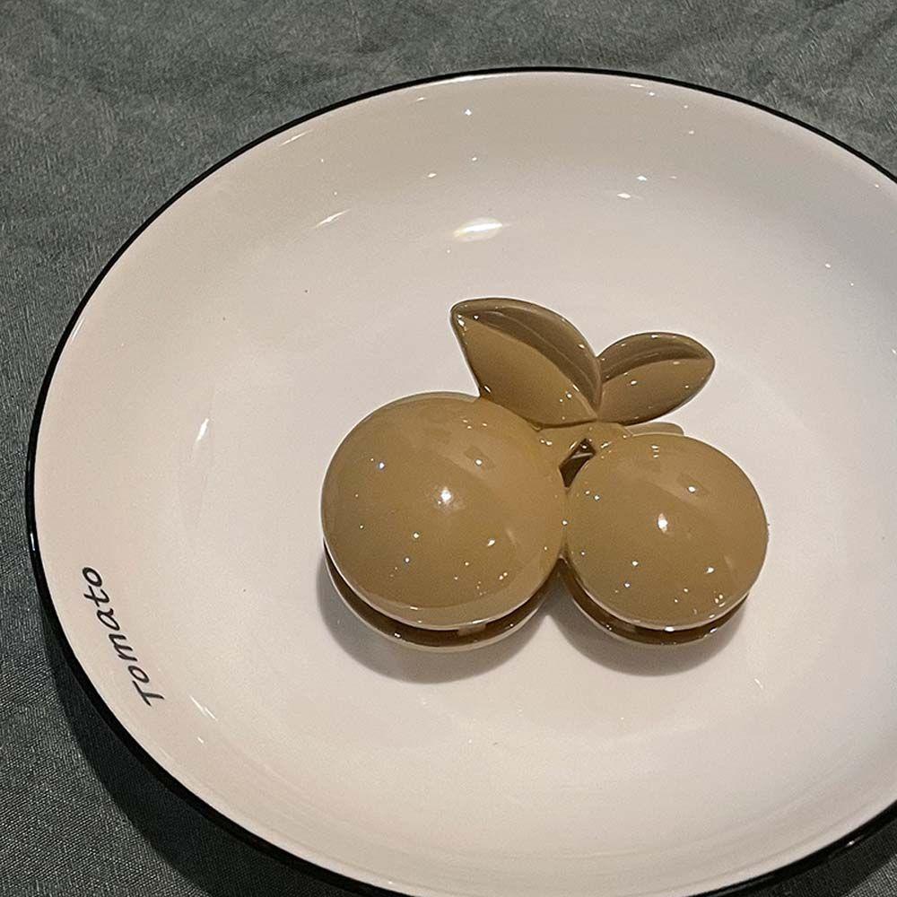 IVORY Kẹp Tóc Màu Đen / Cà Phê / Trắng Hình Quả Cherry Thanh Lịch Dành Cho Nữ