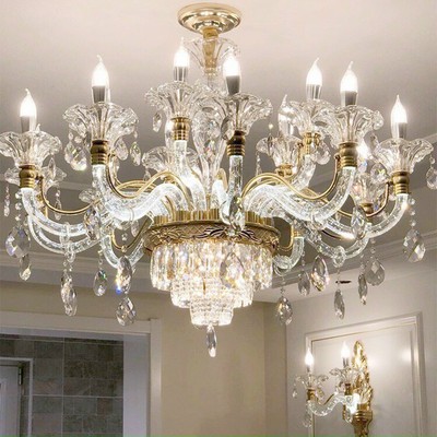 Đèn chùm MONSKY VELEN pha lê 15 tay hiện đại trang trí nội thất sang trọng - kèm bóng LED nến