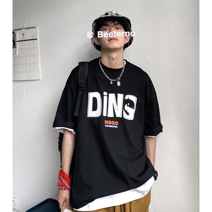 Áo thun tay lỡ ,form rộng 2 màu in chữ DINO nam nữ mặc cực chất | BigBuy360 - bigbuy360.vn