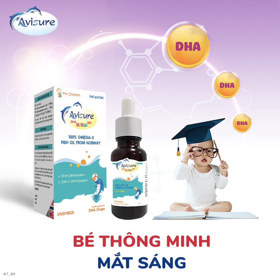 Avisure DHA Smart Kid Cho Trẻ Sơ Sinh 100% Dầu Cá Tự Nhiên