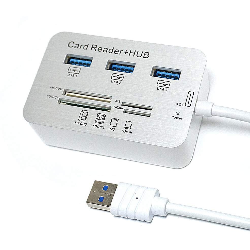 Bộ Chia USB 3 Cổng 3.0 + Đầu Đọc Thẻ Nhớ Đa Năng - HUB USB 3.0/3.1 + Card Reader 5/10 Gbps
