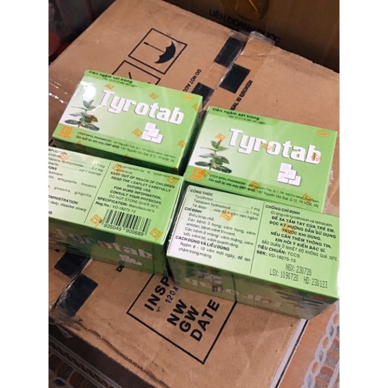 [Chính hãng] VIÊN NGẬM SÁT TRÙNG TYROTAB hộp 80 viên (10 VĨ ) - Ngậm ho  Date mới