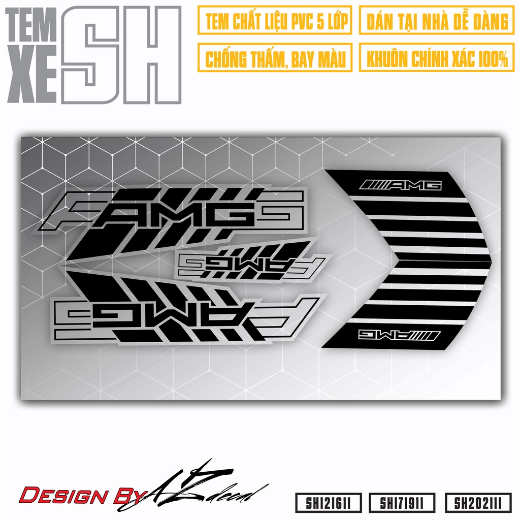Tem Dán Xe SH 2012 - 2022 Mẫu Tem AMG Cực Chất | SH11 | Decal Rời Dán SH PVC Chống Bay Màu, Chống Nước Dễ Dán Tại Nhà