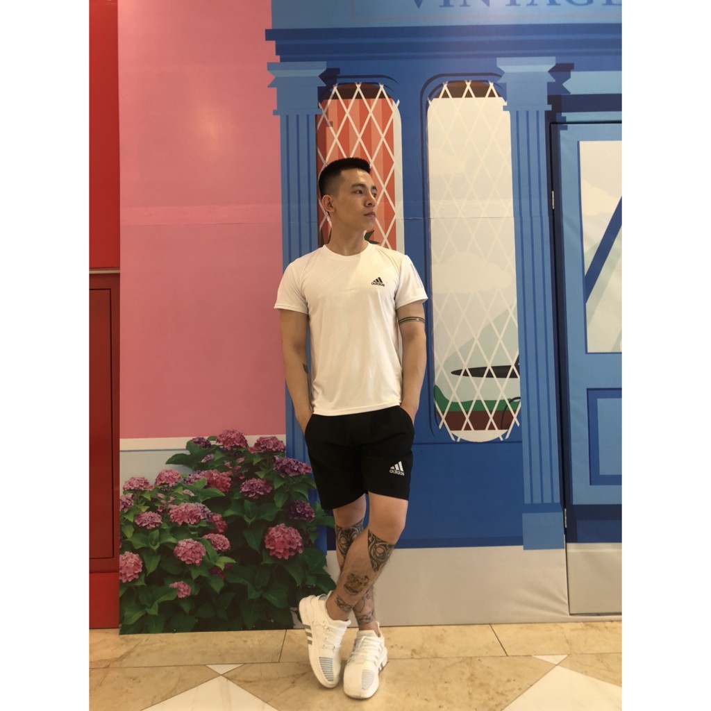 Bộ thể thao nam cổ tròn mẫu mới chất thun - MÀU TRẮNG