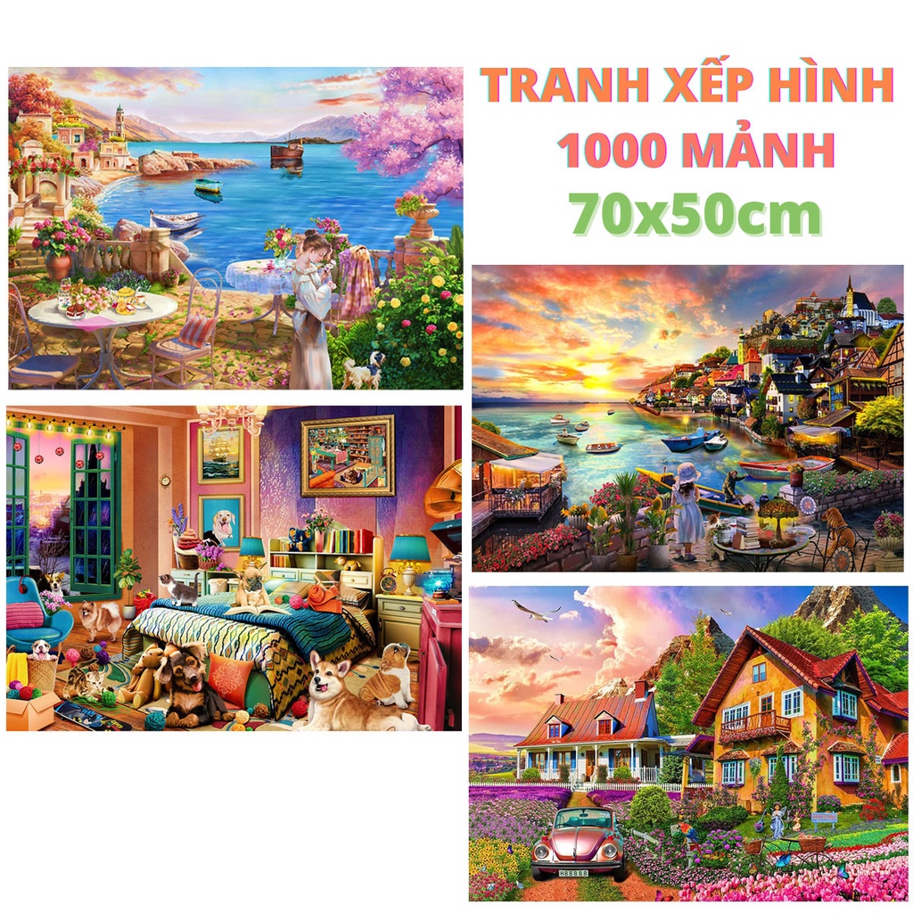 Tranh Xếp Hình 1000 Mảnh Phong Cảnh/Tranh Xếp Hình Kích Thước Lớn 70x50cm/Jigsaw Puzzle 1000/Tranh 1000 Mảnh Giấy