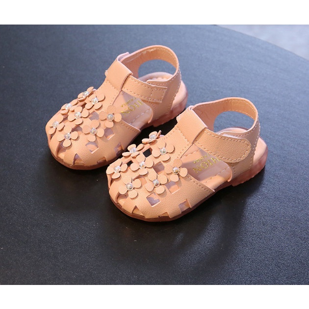 Mới_Sandal rọ hoa xinh xắn mềm mại cho bé gái size từ 15-25