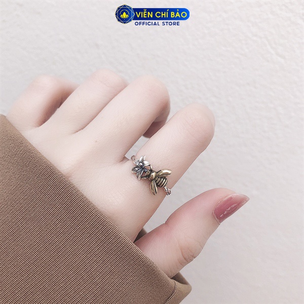 Nhẫn bạc nữ Hoa và Ong mật chất liệu bạc Thái 925 thời trang phụ kiện trang sức nữ Viễn Chí Bảo N000282