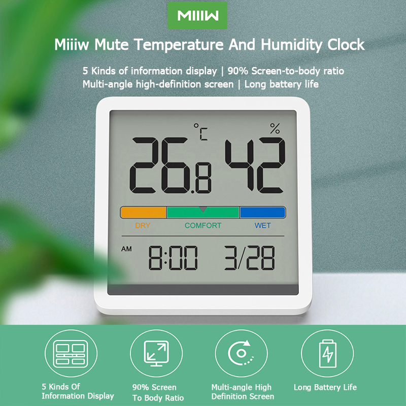 Đồng Hồ Cảm Biến Nhiệt Độ Và Độ Ẩm Màn Hình LCD 3.34inch