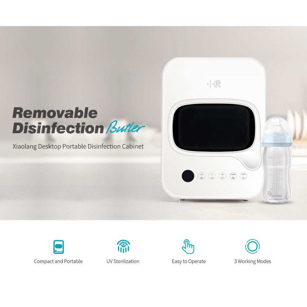 ]Máy Tiệt Trùng Bình Sữa Đồ Ăn Dặm - Sấy Khô UV Xiaolang - 2 Bóng Philips UV khử trùng và Ozone khử mùi