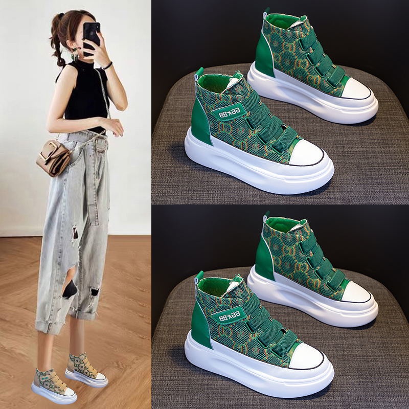 Giày Thể Thao Vải Canvas Cổ Cao Đế Dày Thoáng Khí Thời Trang Mùa Hè Cho Nữ